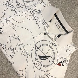 Nautica White Geography Polo